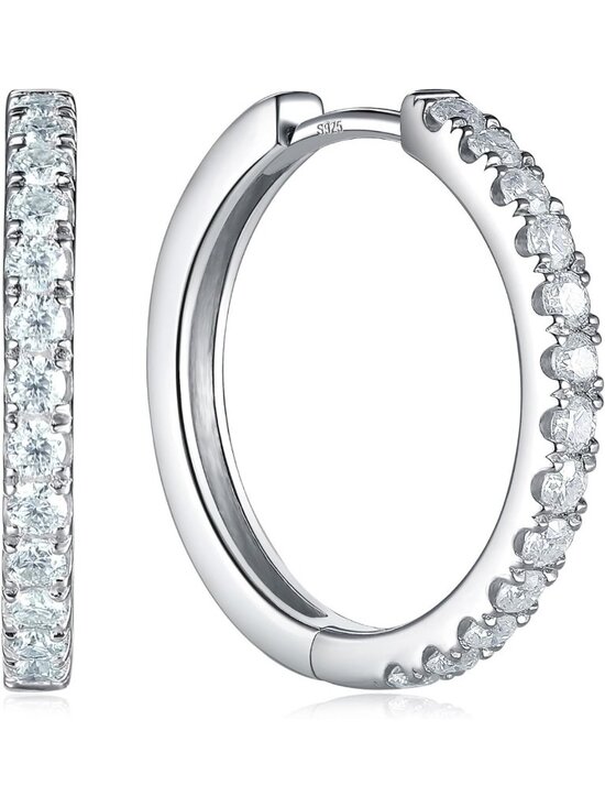 Jewelry - Small Moissanite Huggie Hoop Earrings in 925 Sterling Silver for Women & Men